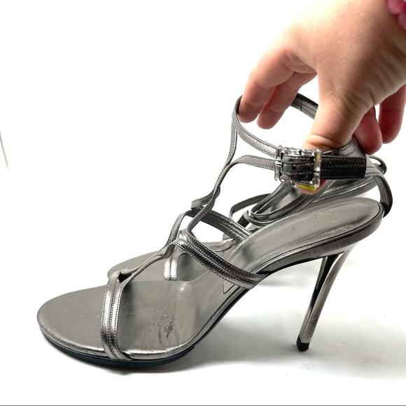 Roger Vivier Metallic Silver strap summer heel sandals size 42 US 11 - Picture 3 of 8